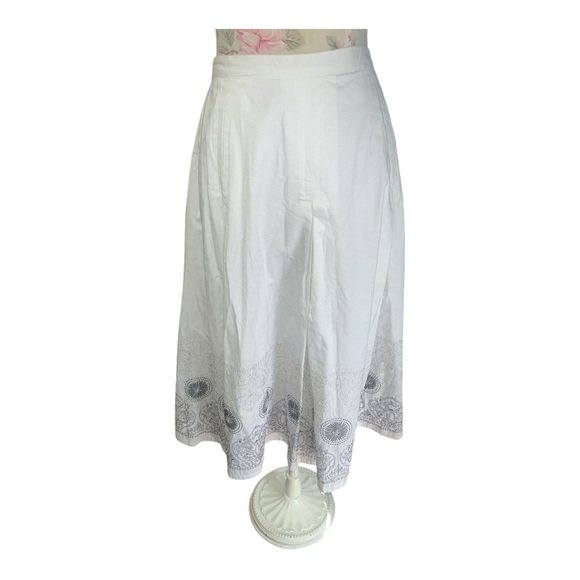 Coldwater Creek White A-Line Skirt with Metallic Embroidered Pattern - Picture 3 of 10